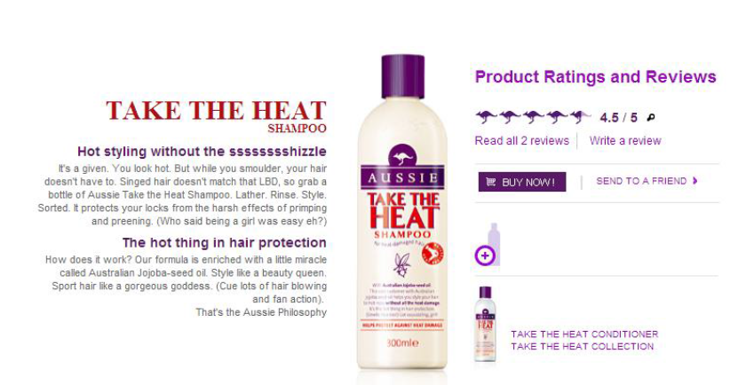 aussie shampoo product page